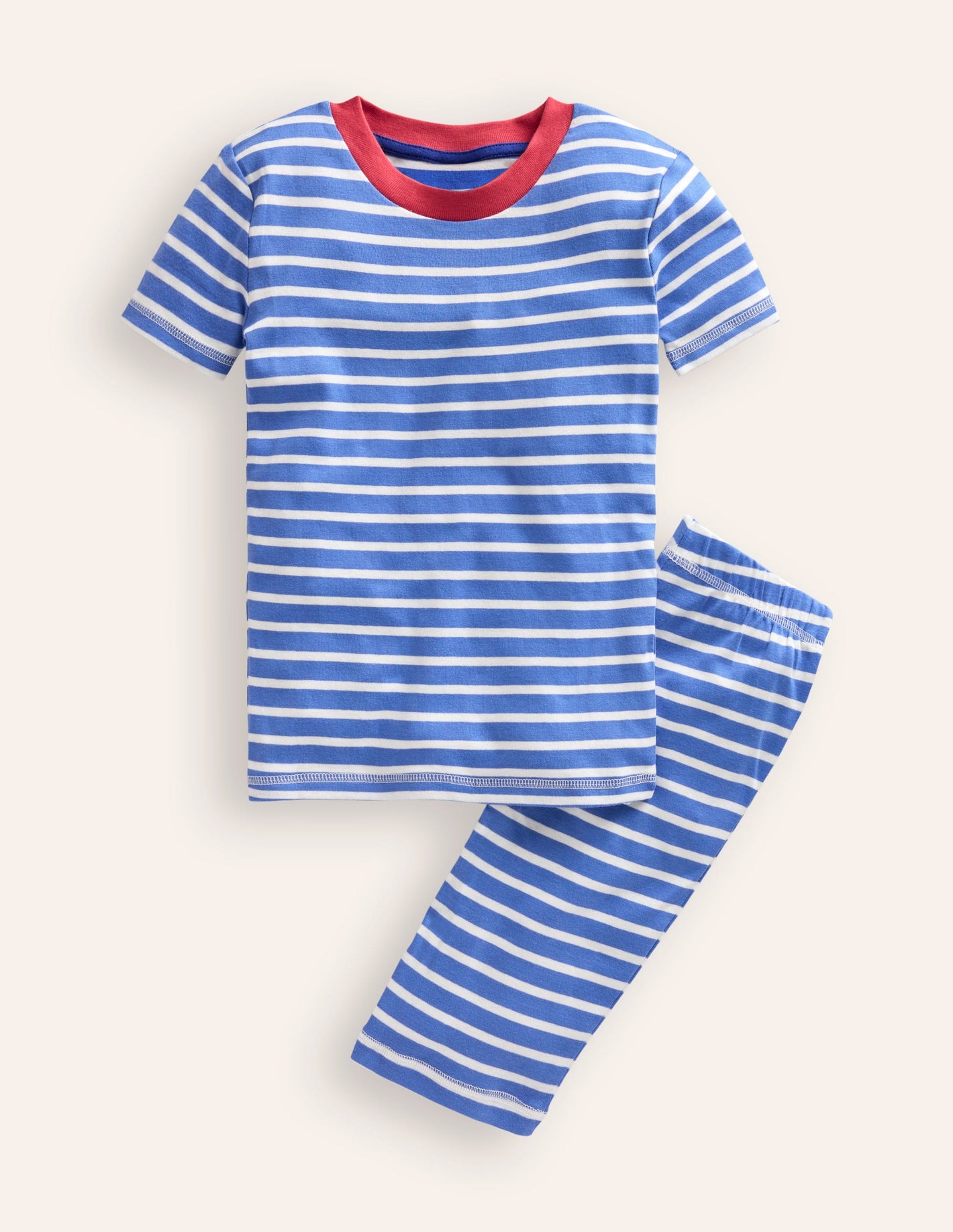 Snug Striped Short Pyjamas-Wisteria Blue/Ivory