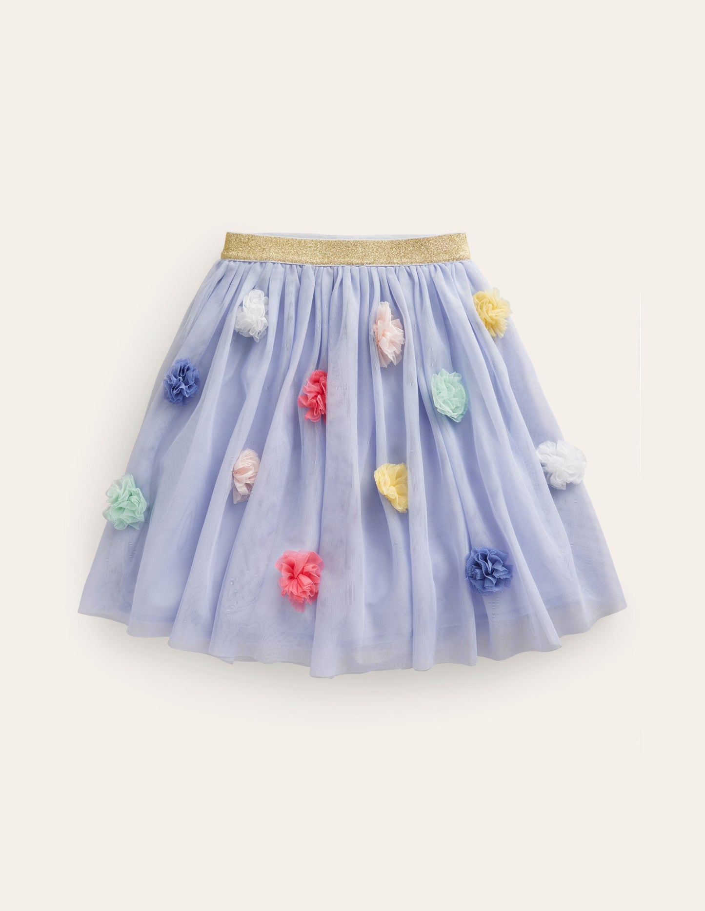 Pom Pom Tulle Midi Skirt-Provence Blue