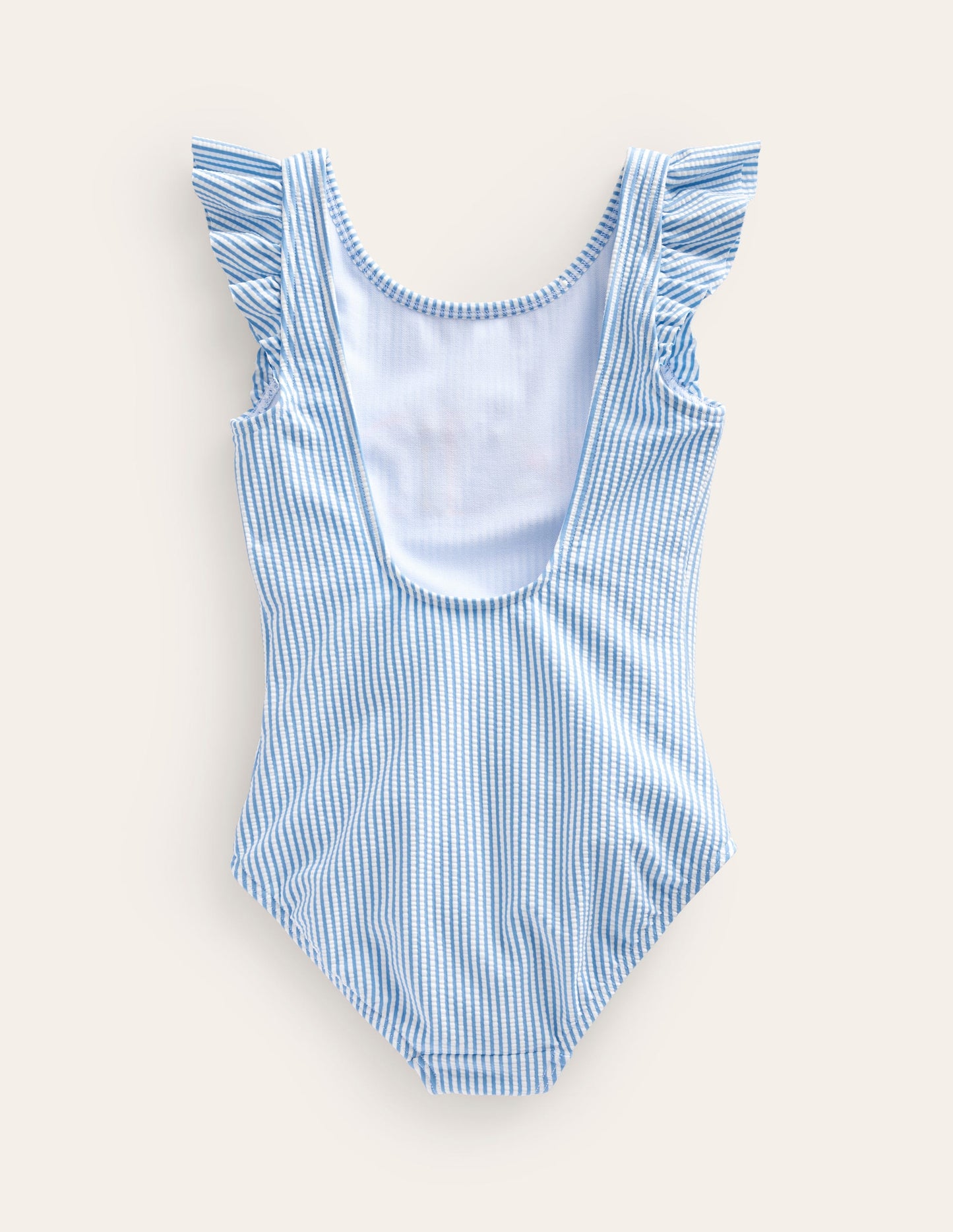 Logo Flutter Sleeve Swimsuit-Blue Ticking Fish