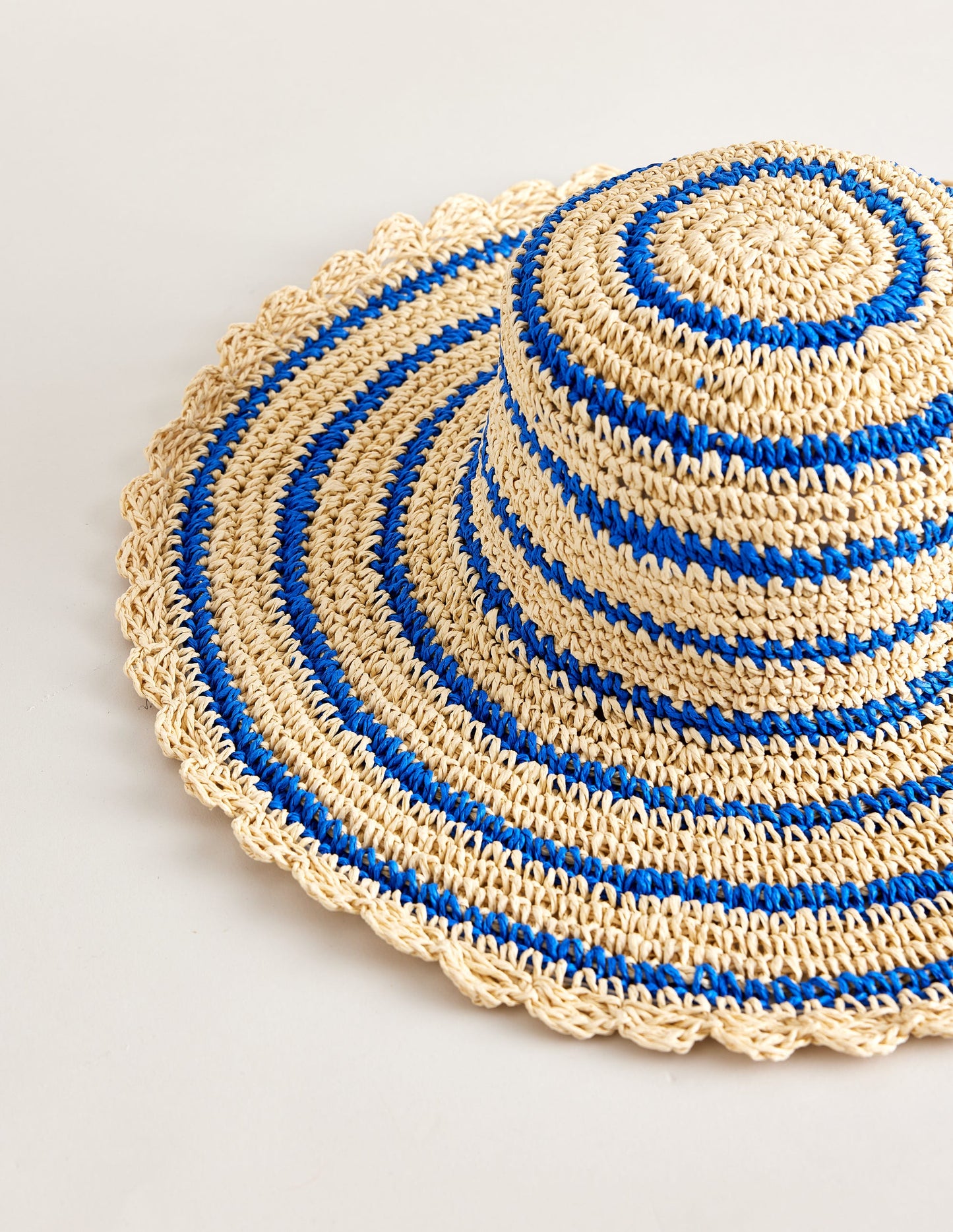 Twisted Straw Hat-Blue Stripe