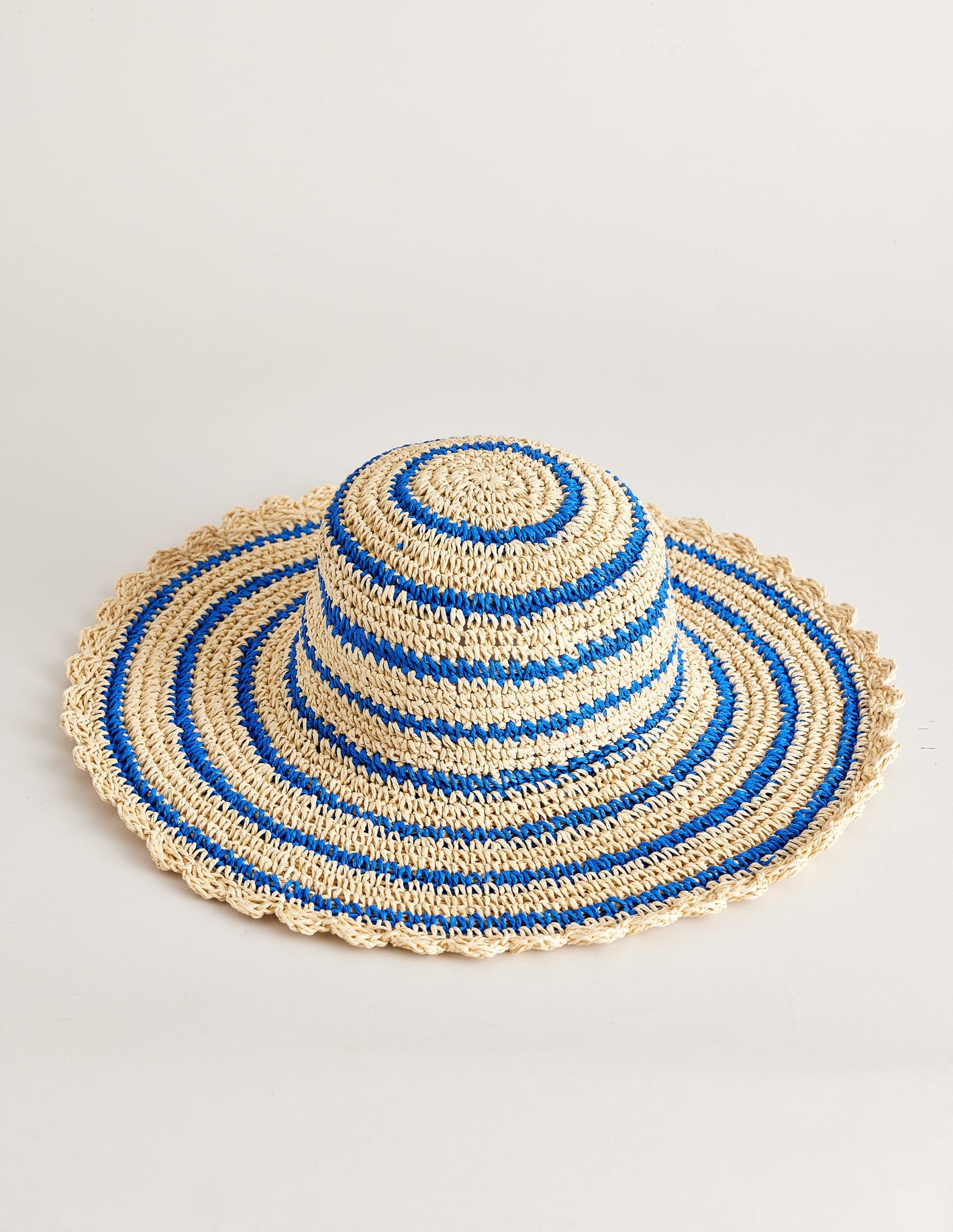 Twisted Straw Hat-Blue Stripe