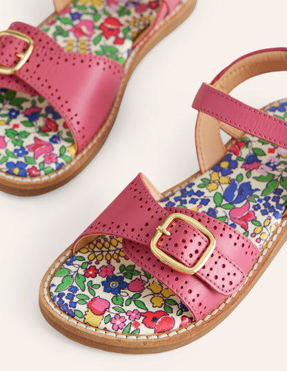 Leather Buckle Sandals-Pink