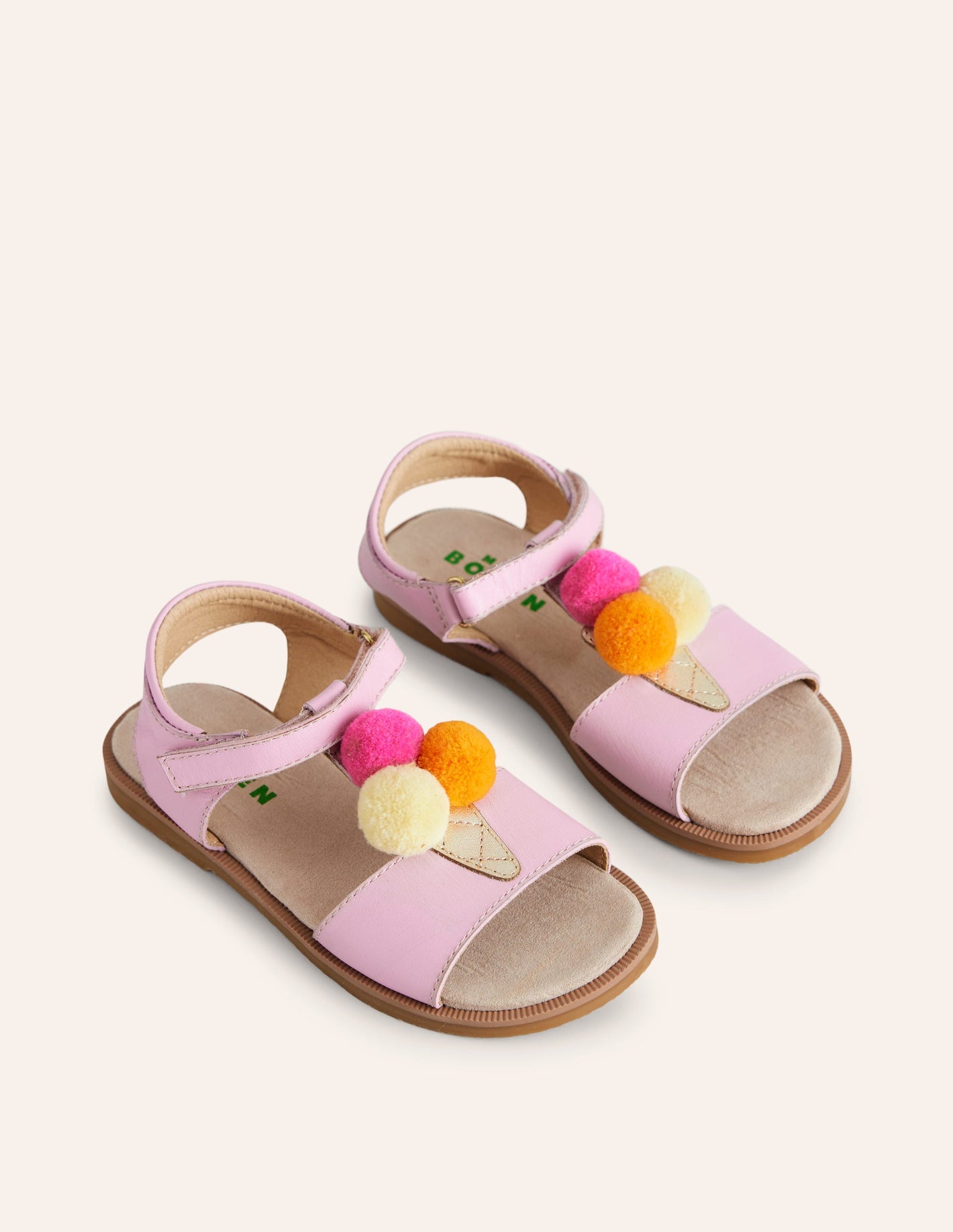 Fun Leather Sandals-Pink Ice Cream