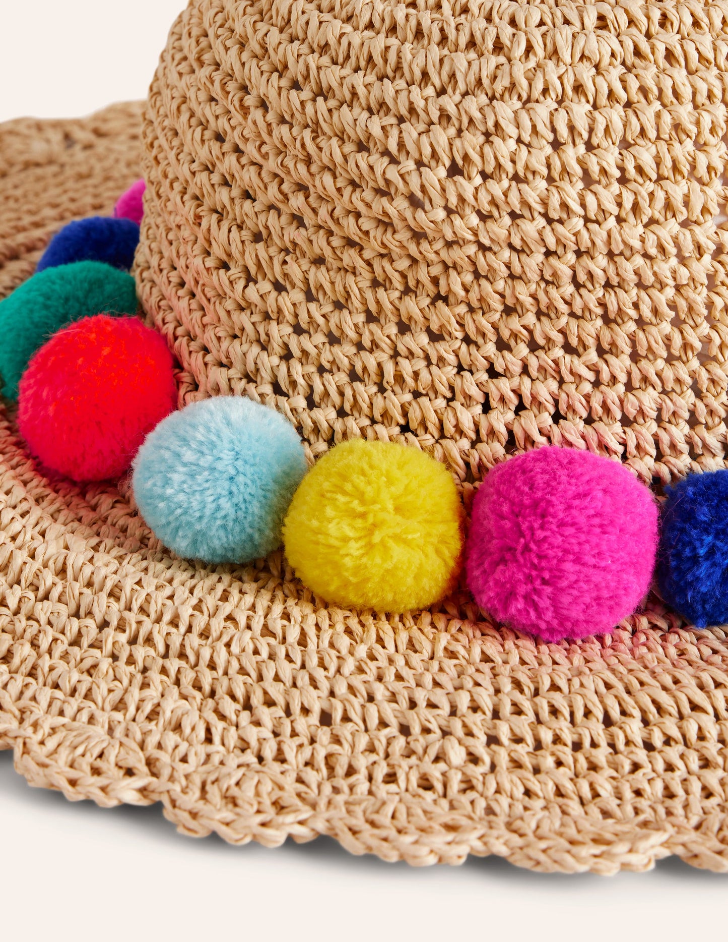 Multi Pom Straw Hat-Multi Poms