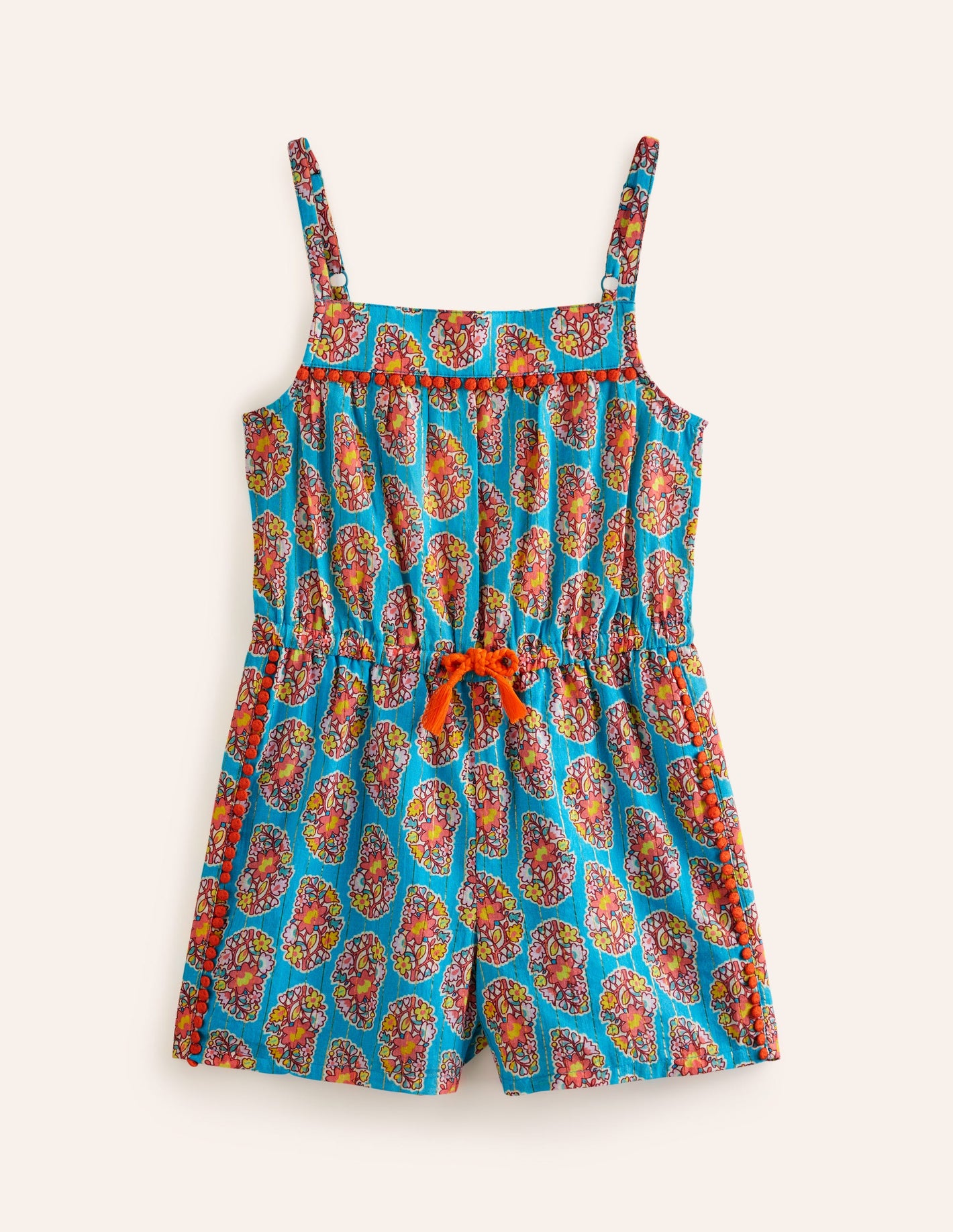 Woven Holiday Playsuit-Azure Blue Paisley