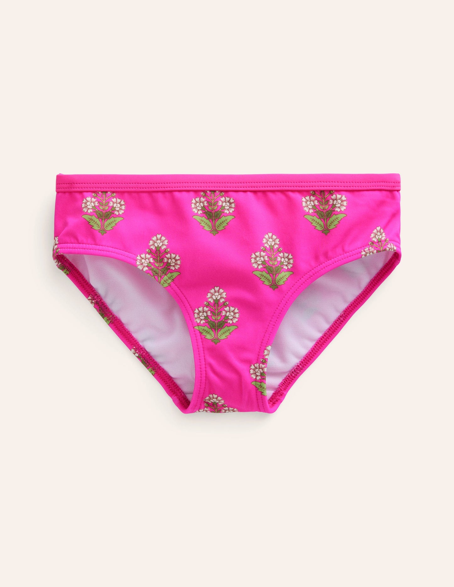 Patterned Bikini Bottoms-Pink Small Woodblock