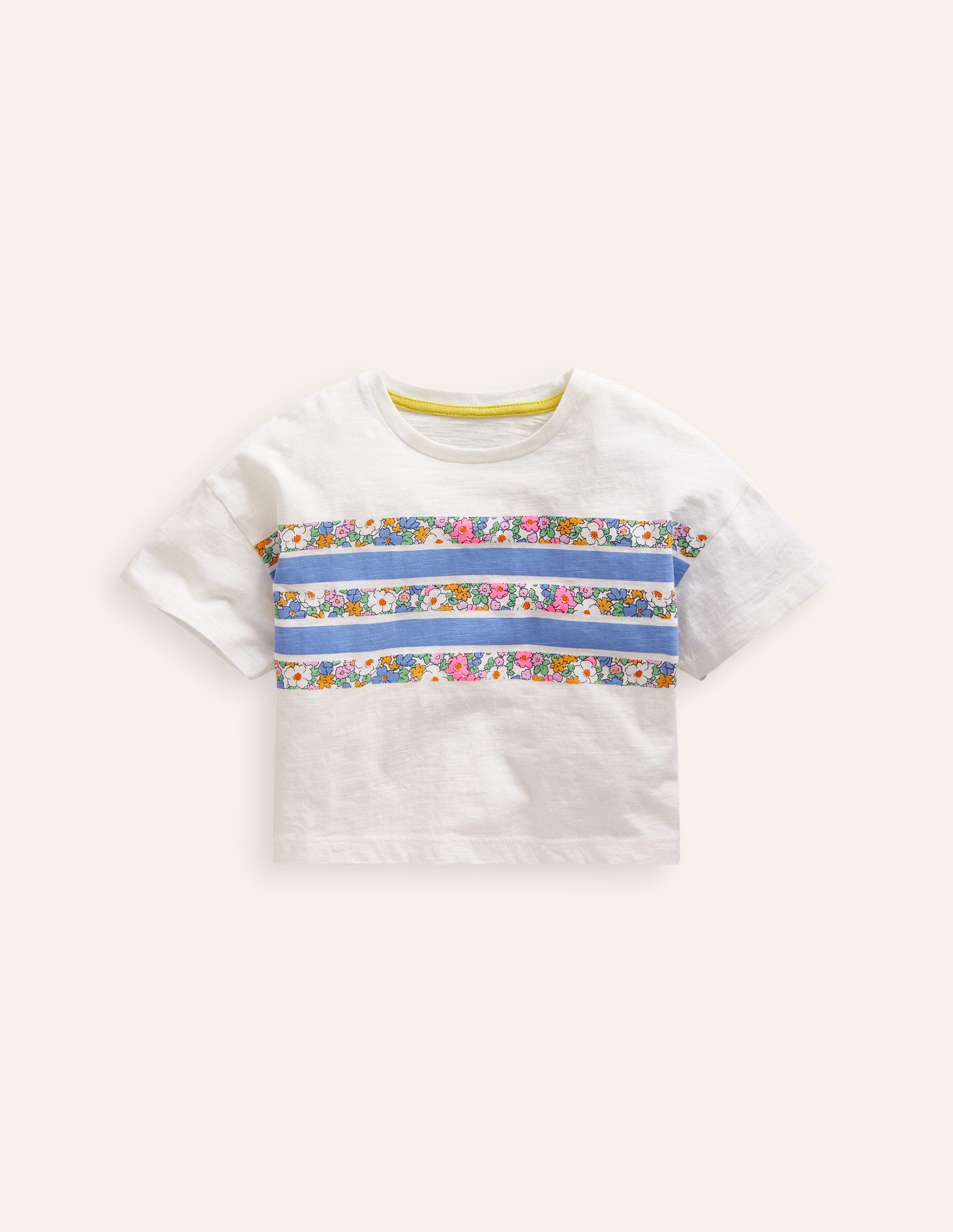 Relaxed T-shirt-Floral Placement Stripe