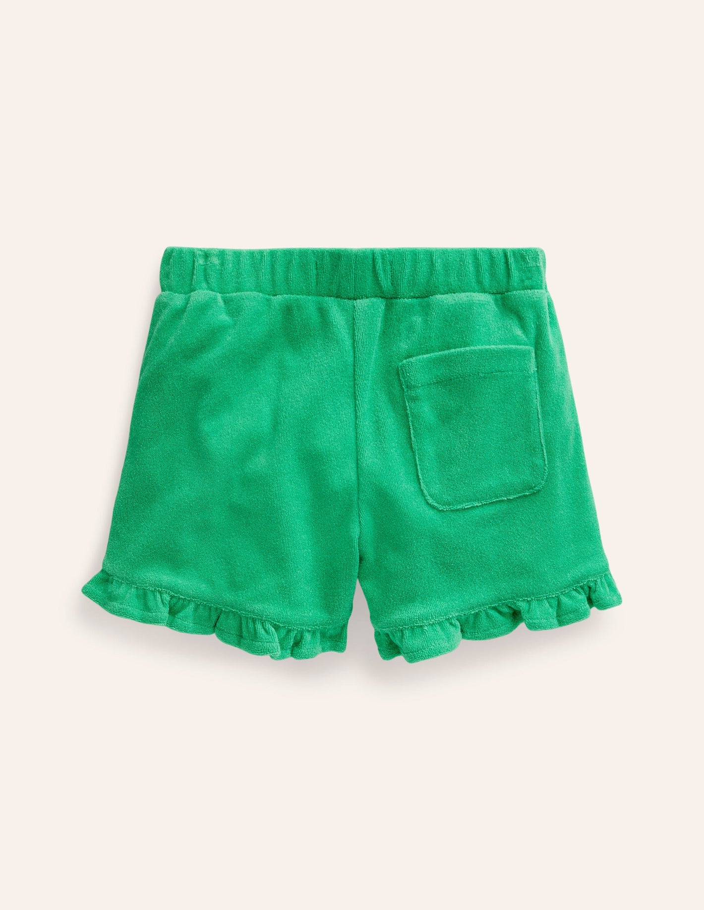 Frill Hem Towelling Shorts-Pea Green