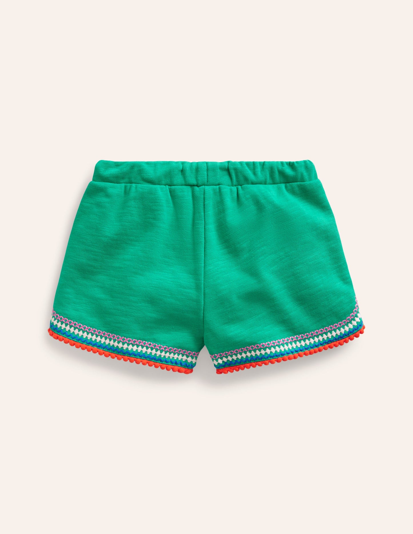 Pom Trim Jersey Shorts-Jade Green