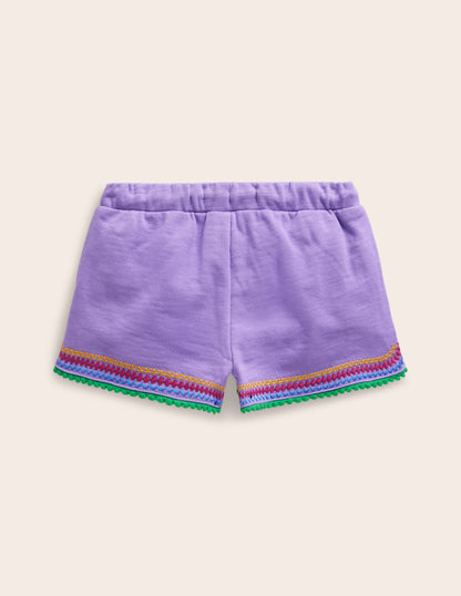 Pom Trim Jersey Shorts-Crocus Purple