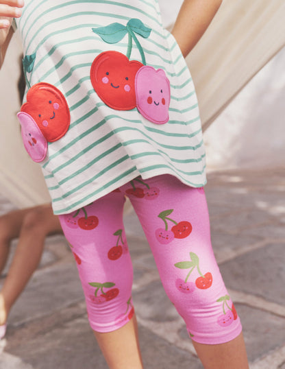 Fun Cropped Leggings-Pink Cherries