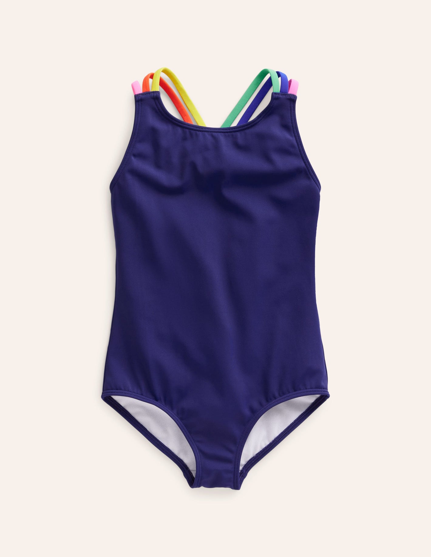 Rainbow Cross-Back Swimsuit-College Navy