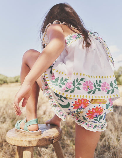 Frill Hem Woven Shorts-Multi Safari Floral