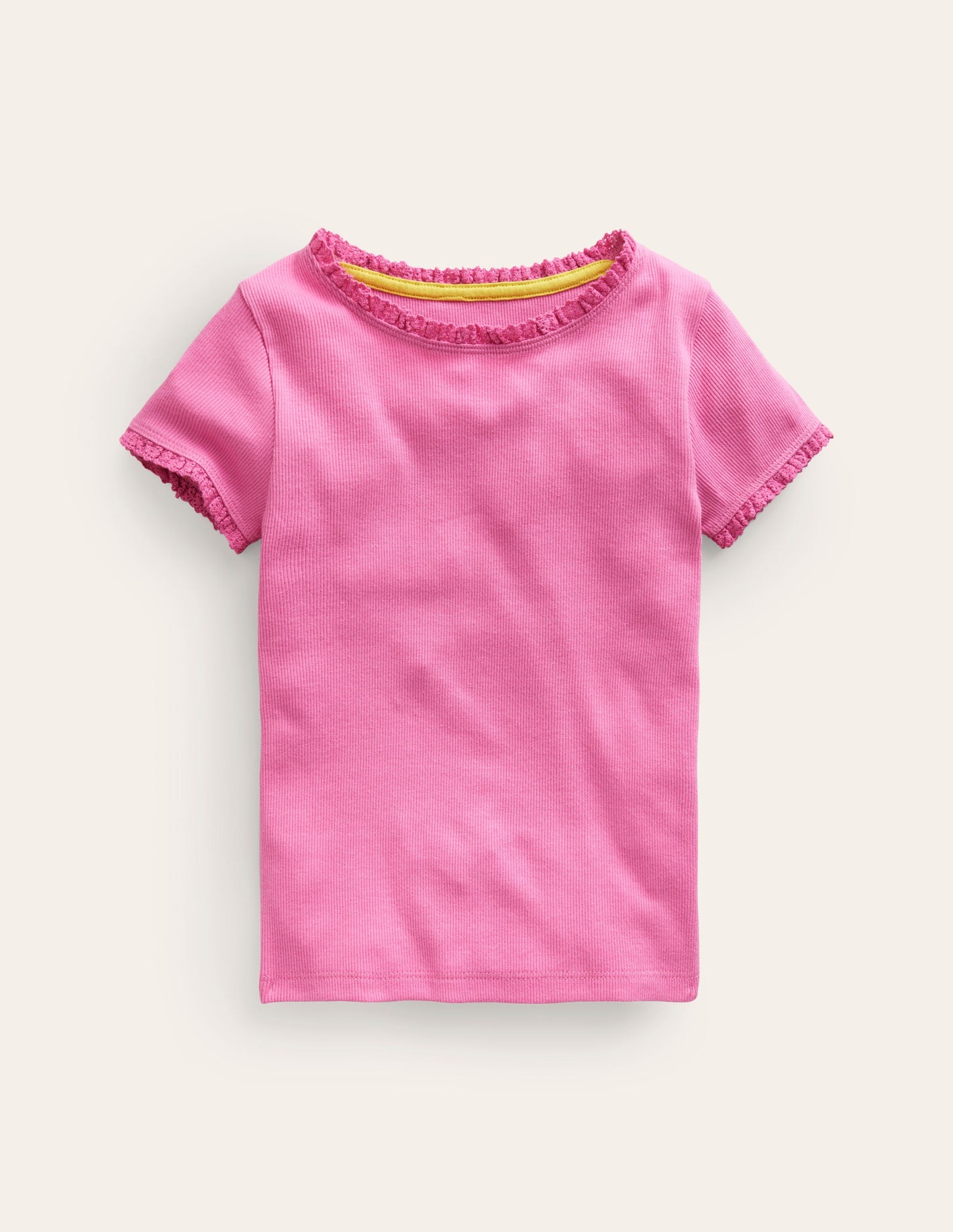 Ribbed Short Sleeve T-Shirt-Strawberry Ice