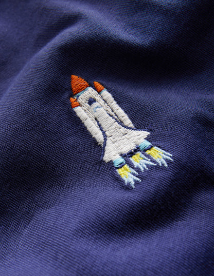 Embroidered Logo T-Shirt-College Navy Rocket