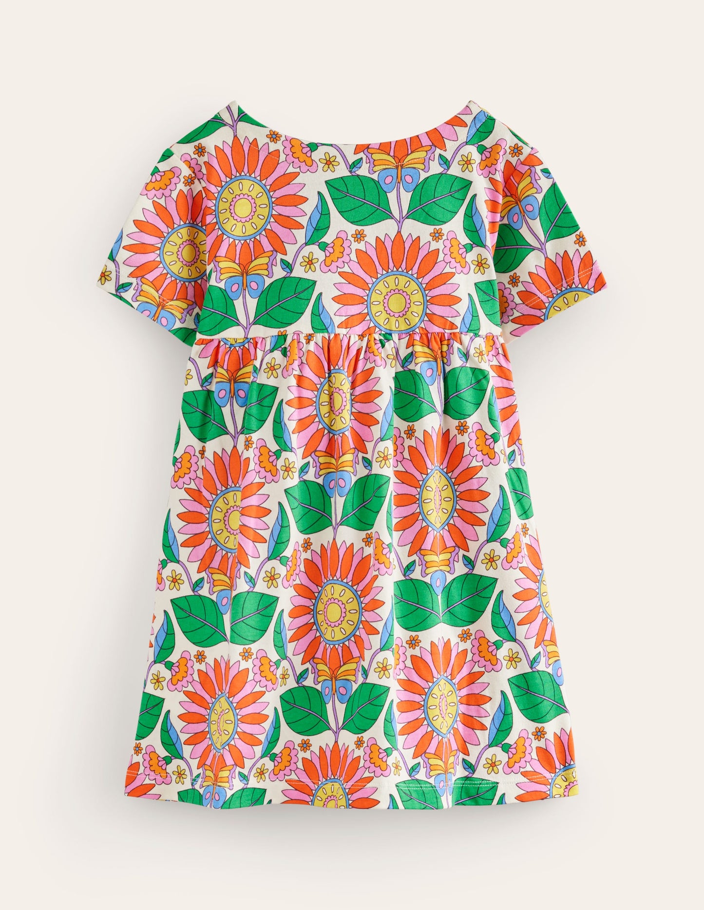 Short Sleeve Printed Tunic-Multi Daisy Vine