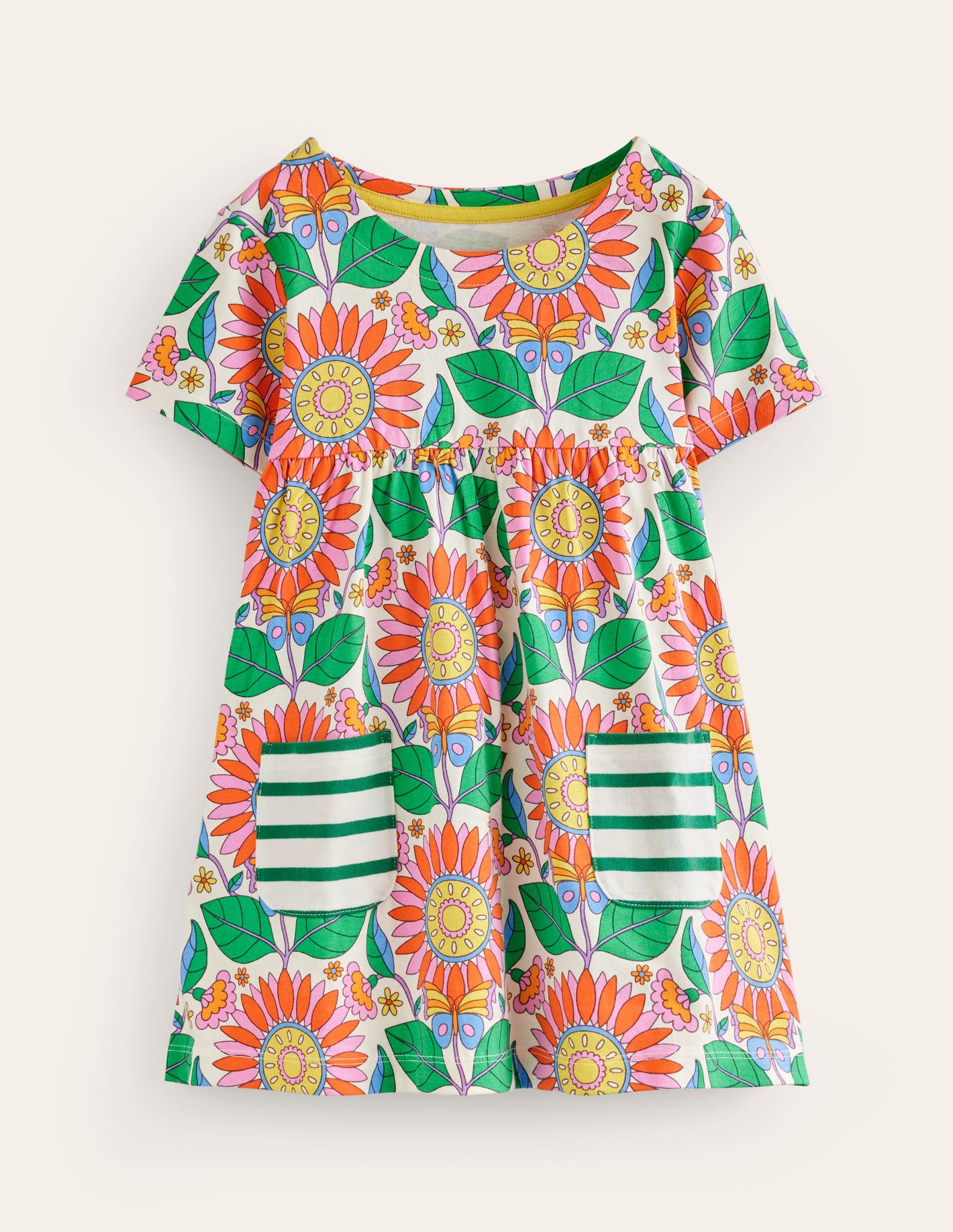 Short Sleeve Printed Tunic-Multi Daisy Vine