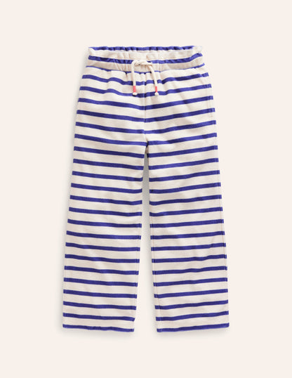 Towelling Trousers-Navy/ Ivory Stripe