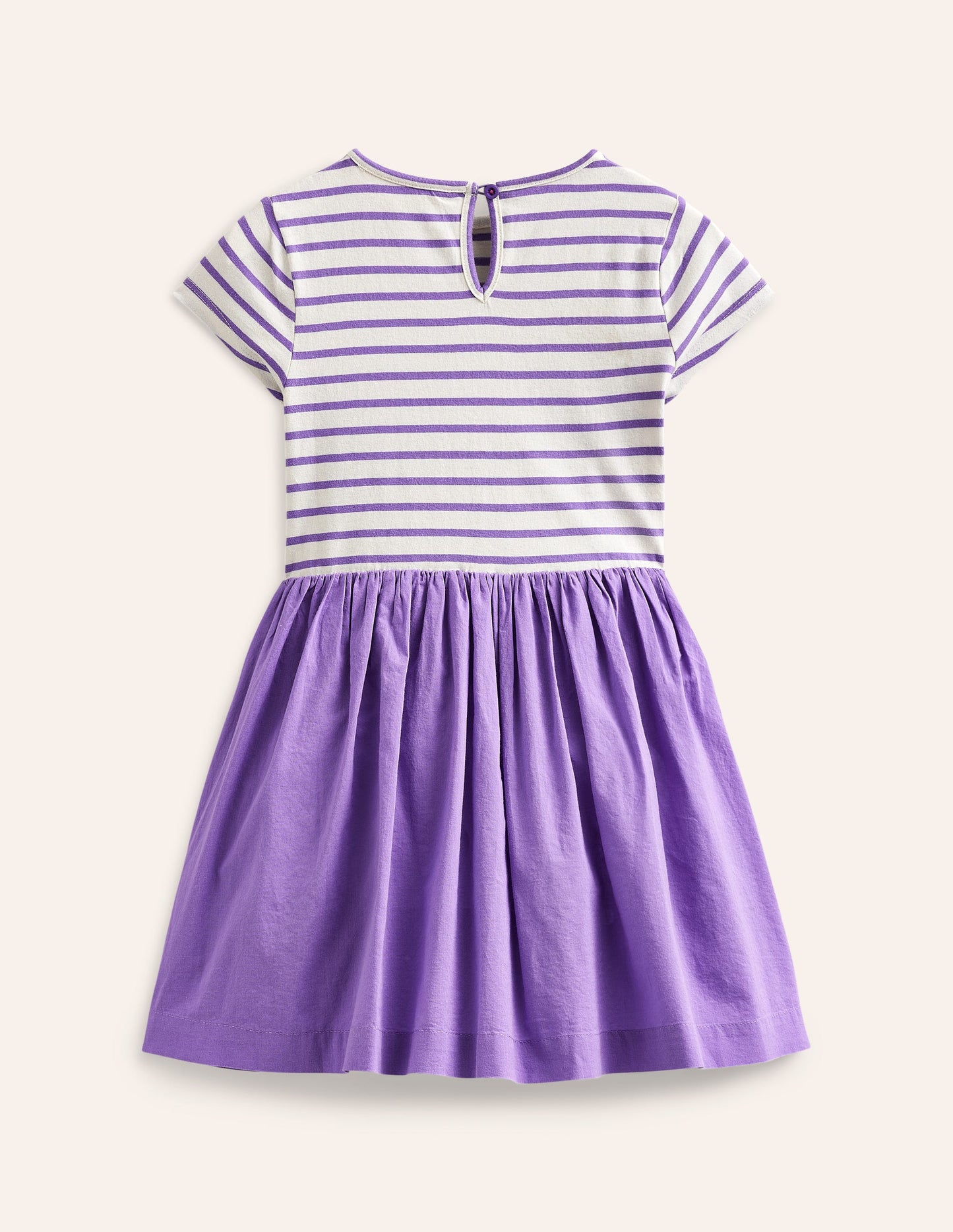 Woven Mix Appliqué Dress-Lilac Purple/ Vanilla Animals