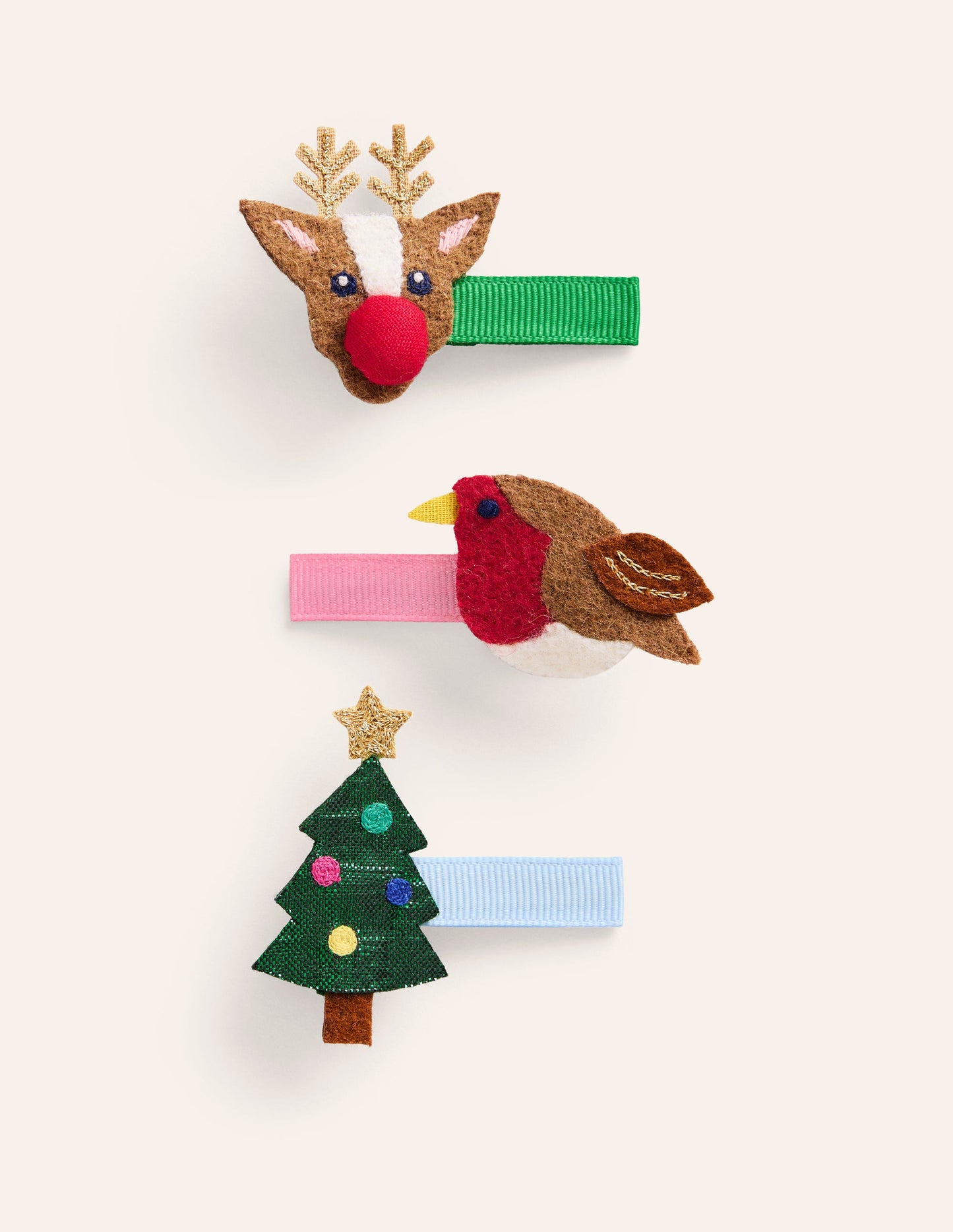 3 Pack Hair Clips-Multi Festive