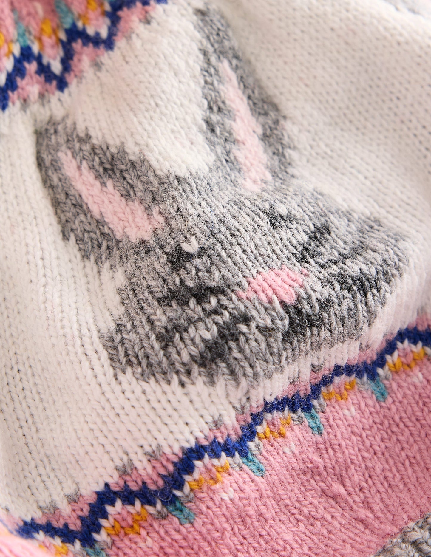 Fair Isle Knitted Beret-Vintage Pink Bunnies