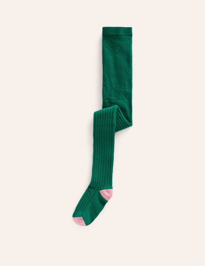 Ribbed Tights-Jewel Green