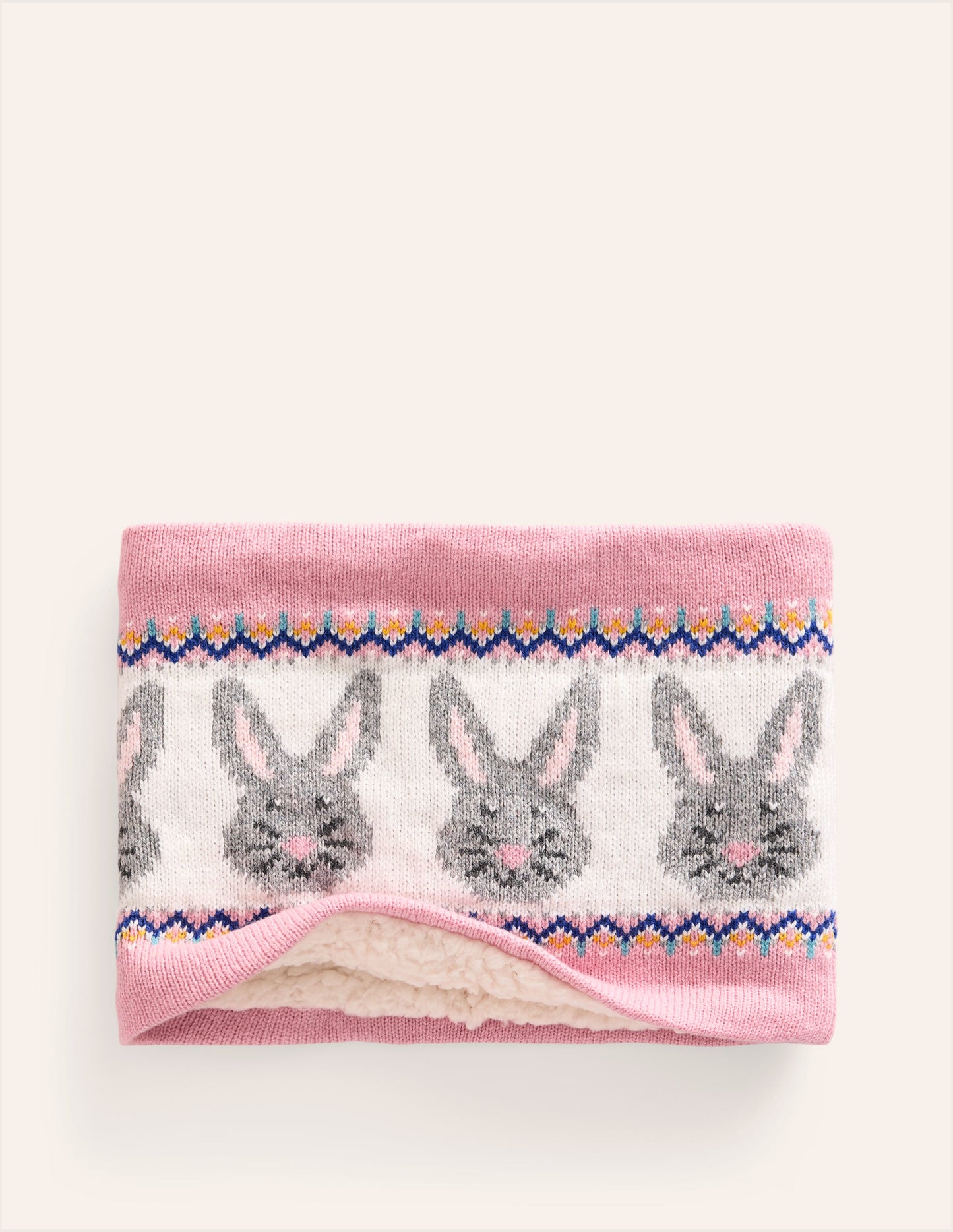 Fair Isle Knitted Snood-Vintage Pink Bunnies