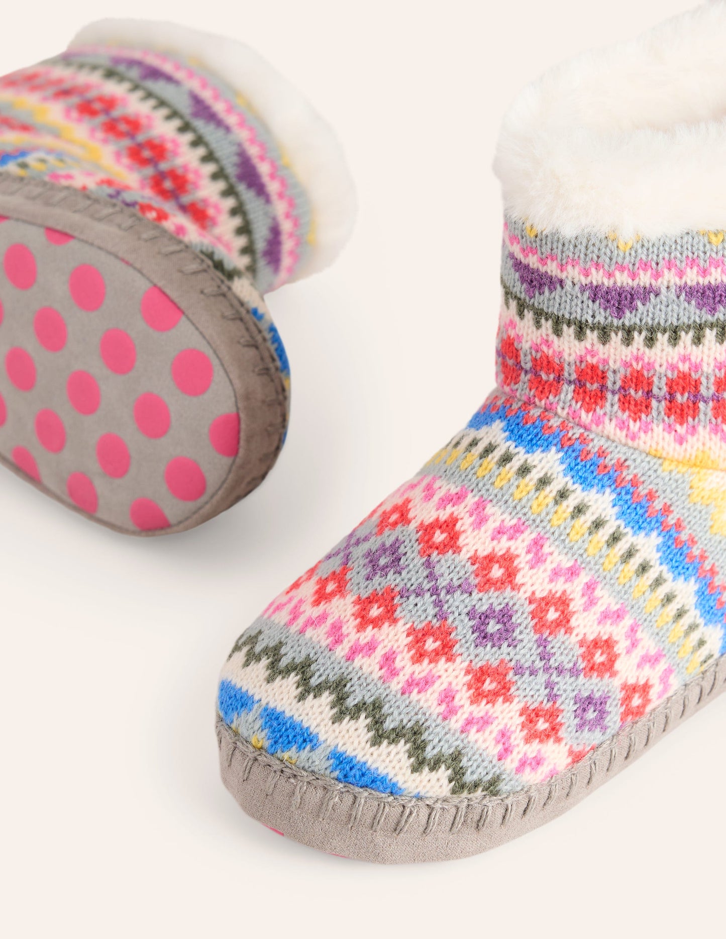 Fair Isle Slipper Boots-Corsica Blue Fair Isle