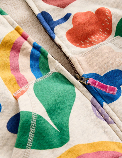 Shaggy-lined Hoodie-Oatmeal Marl Rainbow Collage