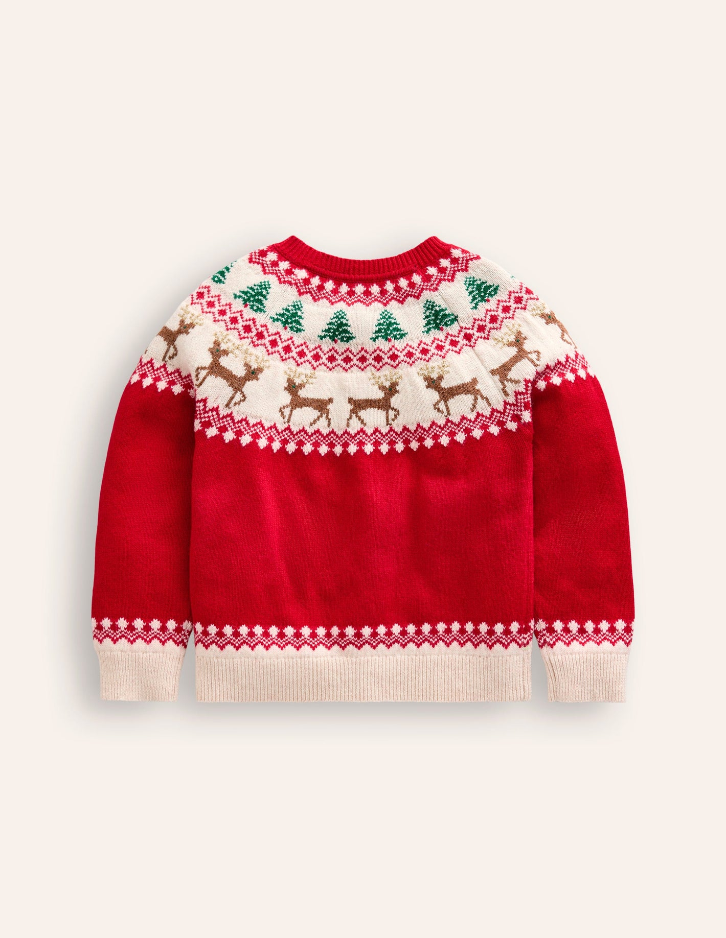 Edie Fair Isle Cardigan -Poppy Red Reindeer