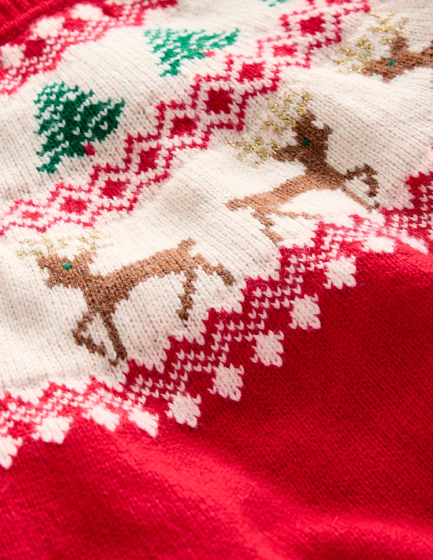 Edie Fair Isle Cardigan -Poppy Red Reindeer