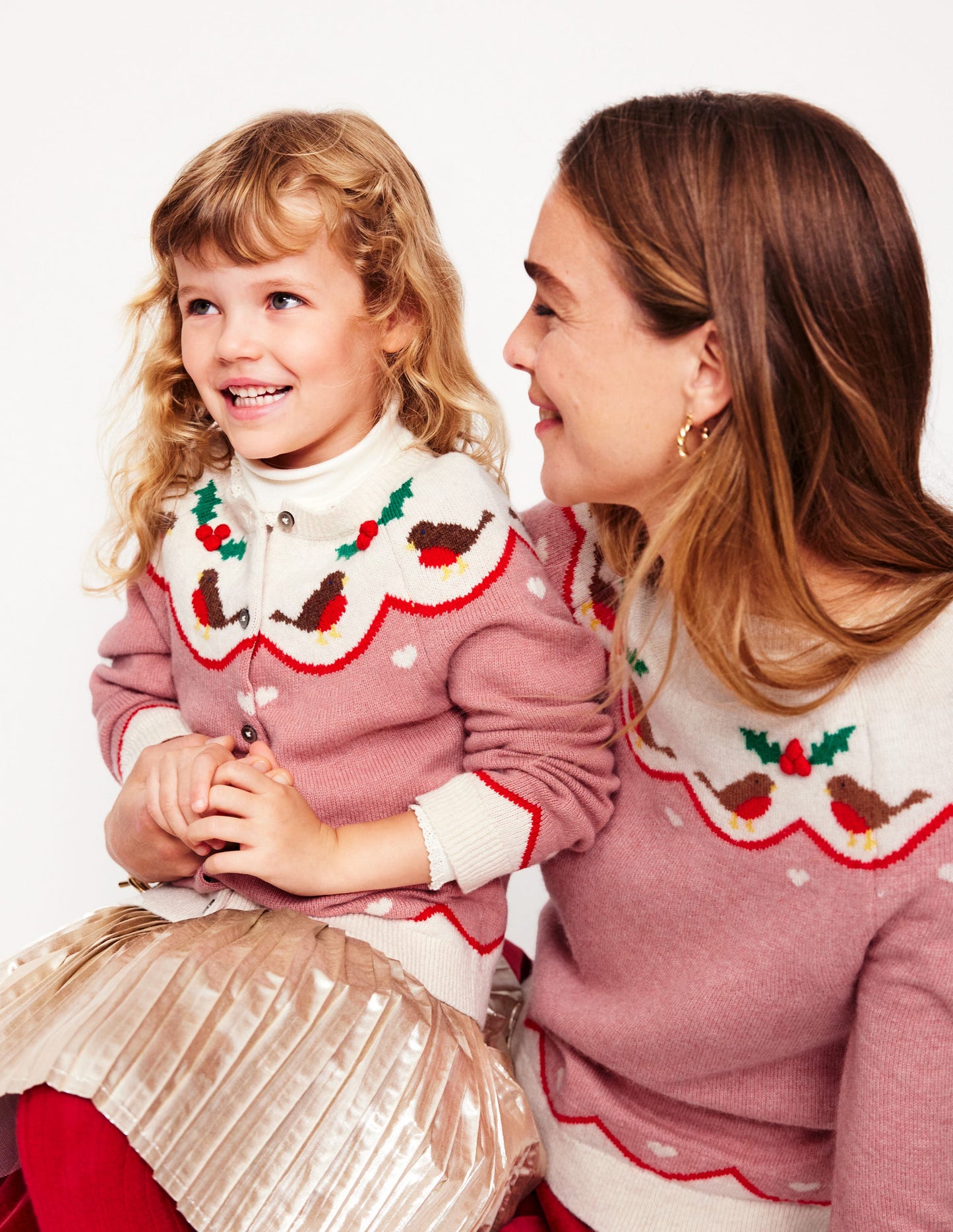 Edie Fair Isle Cardigan-Vintage Pink Robins