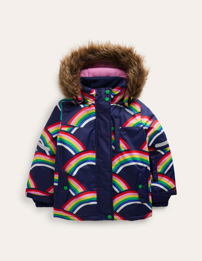 All-Weather Waterproof Coat-College Navy Rainbows