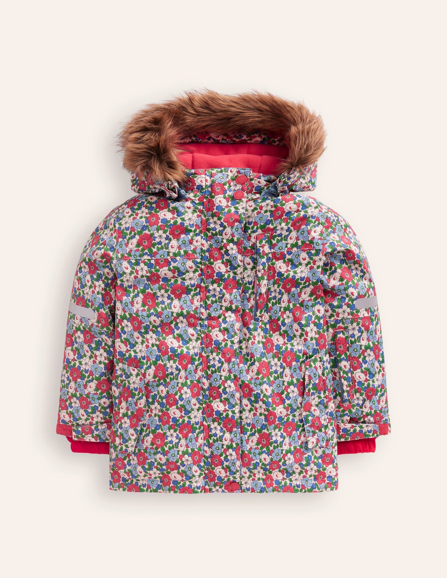 All-Weather Waterproof Coat -Glacier Blue Winter Floral