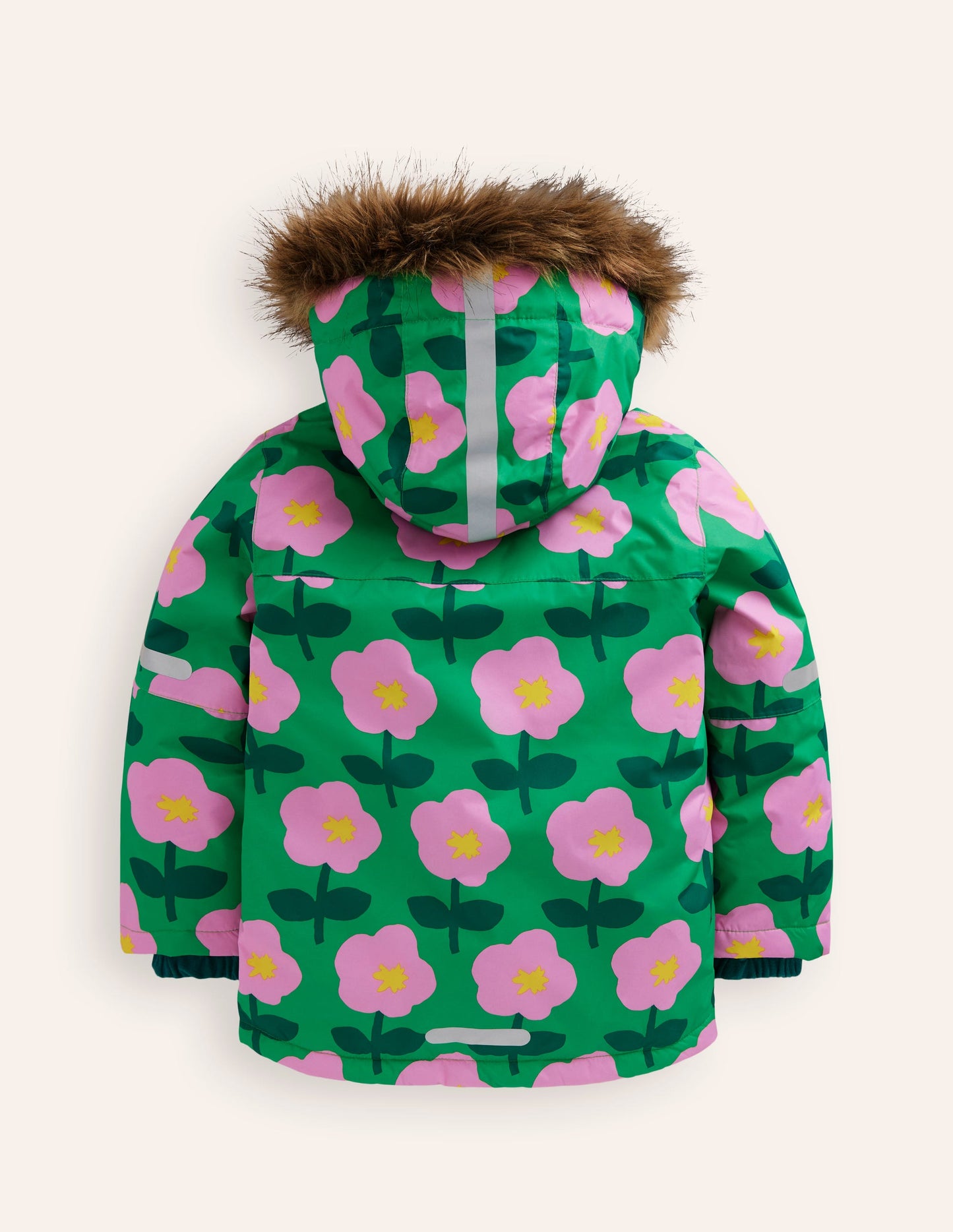 All-Weather Waterproof Coat -Rich Emerald Cut Out Flower