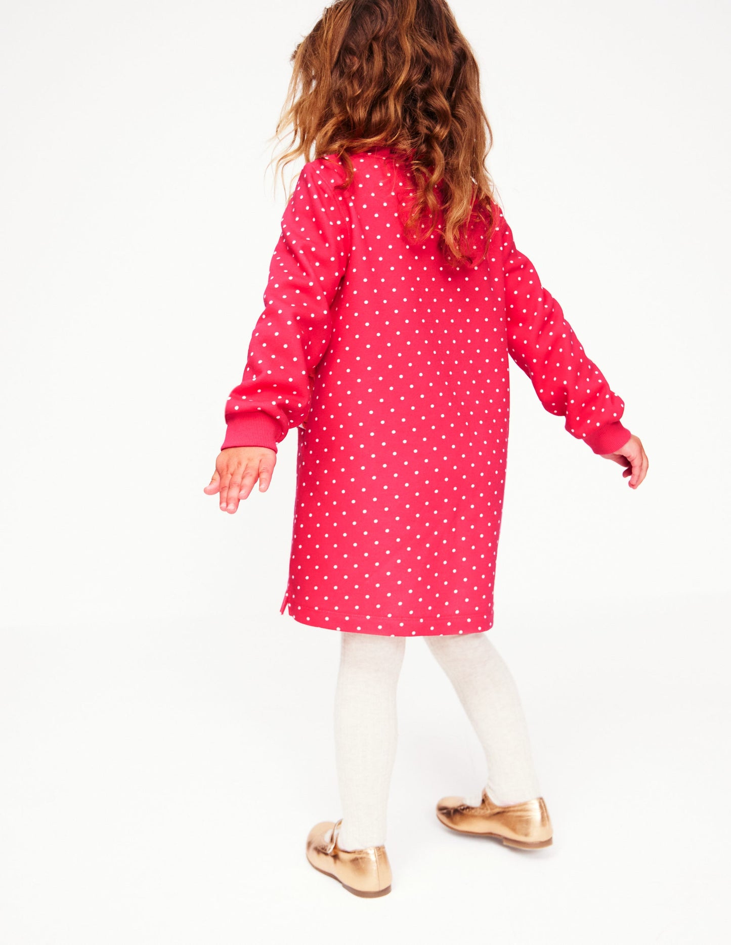 Sweatshirt Appliqué Dress -Rose Pink Pin Spot Animals