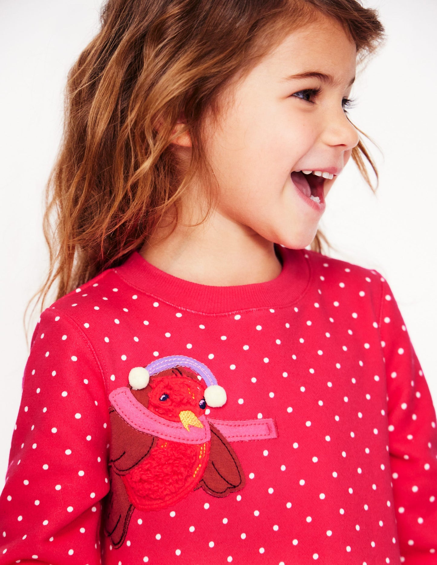 Sweatshirt Appliqué Dress -Rose Pink Pin Spot Animals