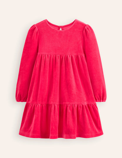 Tiered Velour Dress-Summer Berry