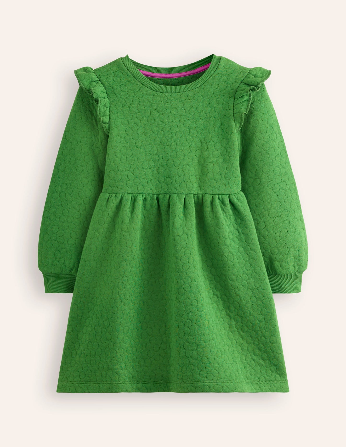 Flower Jacquard Sweat Dress-Mint Green