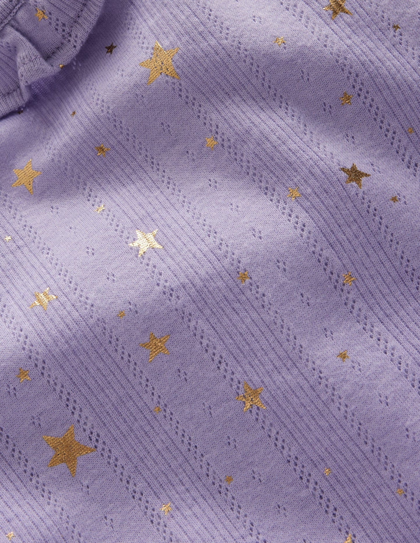 Ruffle Sparkle Pointelle-Misty Lavender Gold Foil Star