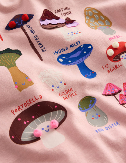 Printed Graphic T-Shirt-Chalk Pink Fungi