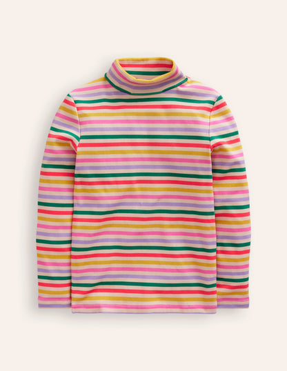 Super Soft Roll Neck Top-Multi Stripe