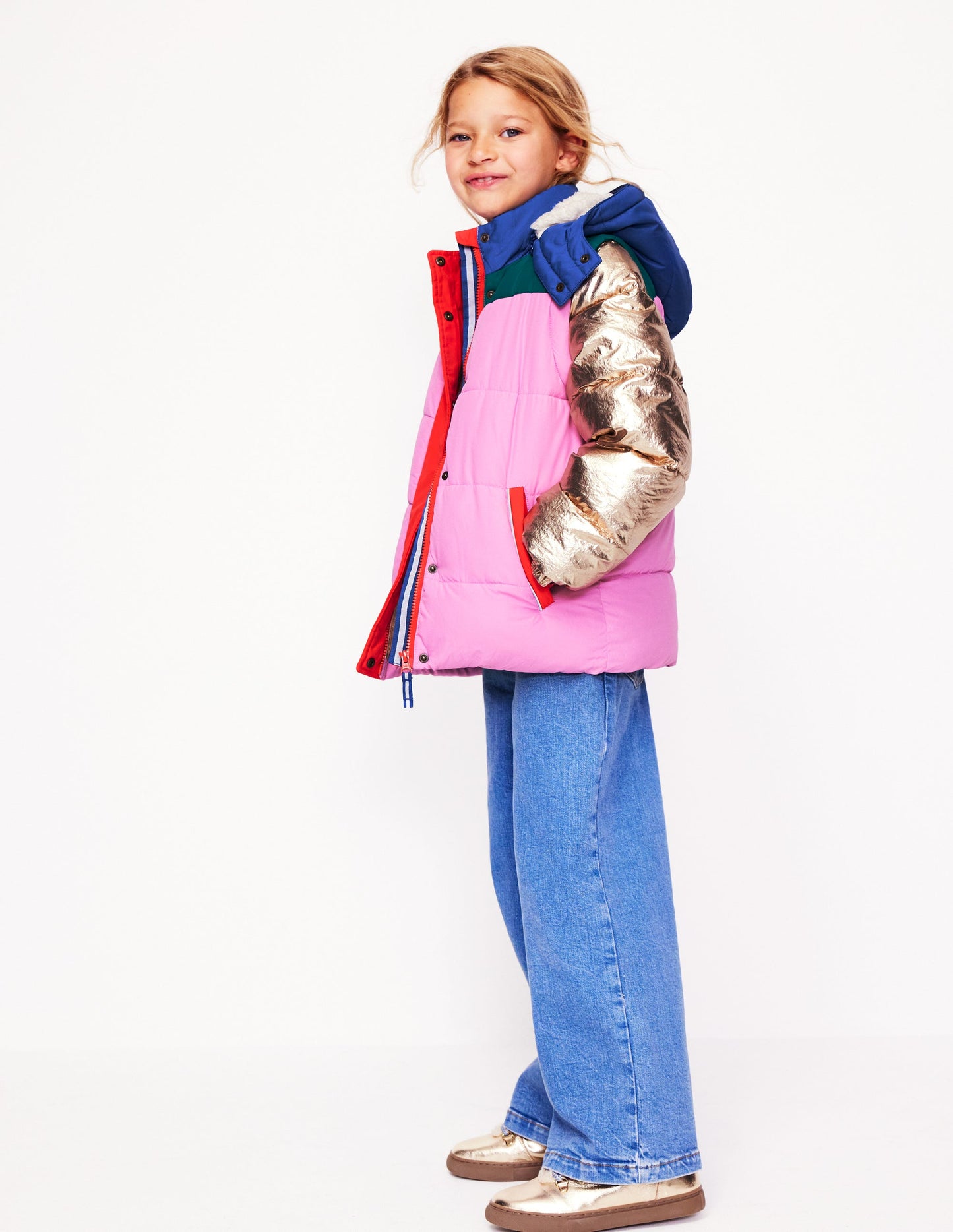 2-in-1 Padded Coat -Multi Metallic Colourblock