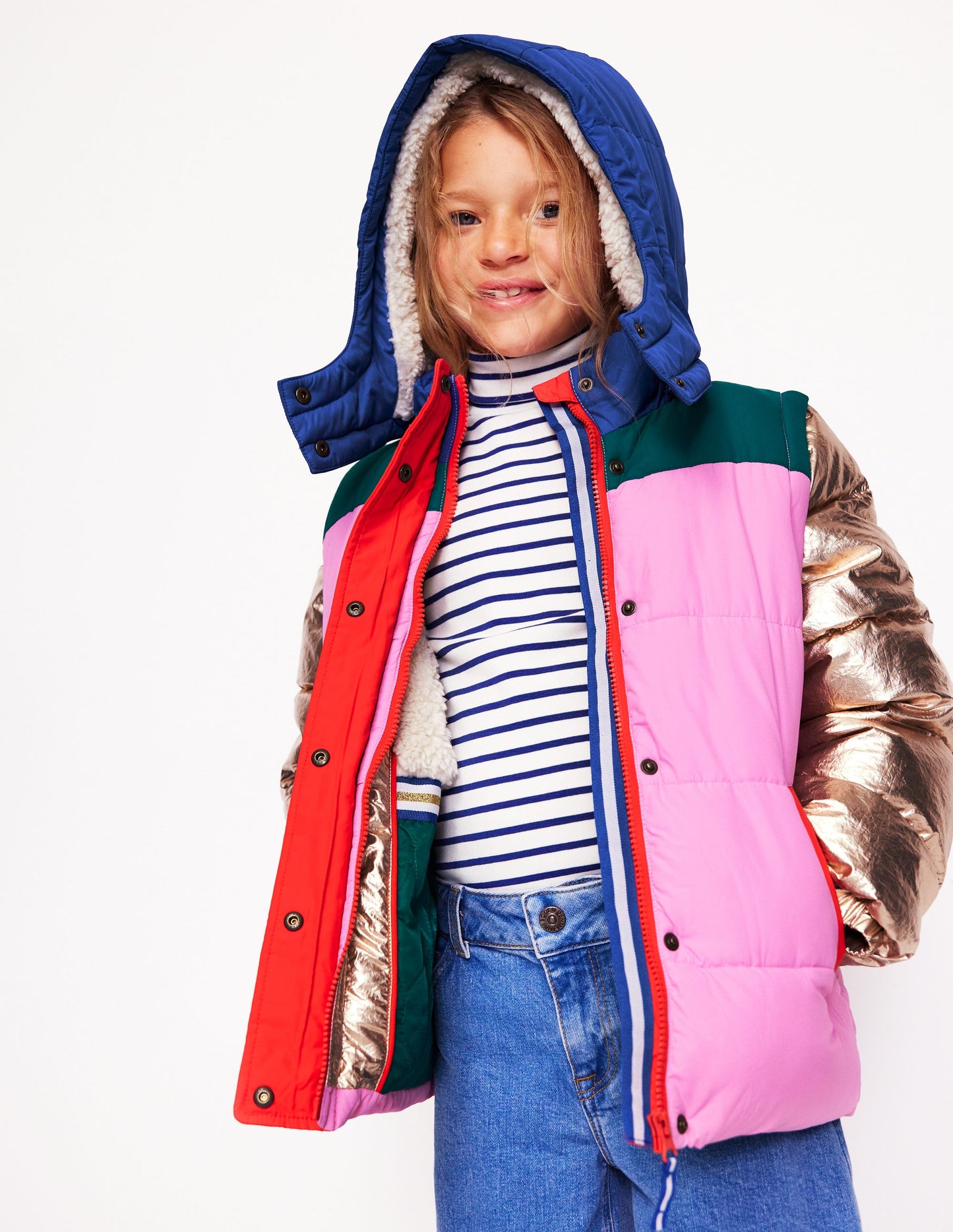 2-in-1 Padded Coat -Multi Metallic Colourblock