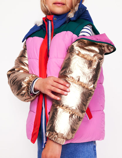 2-in-1 Padded Coat -Multi Metallic Colourblock