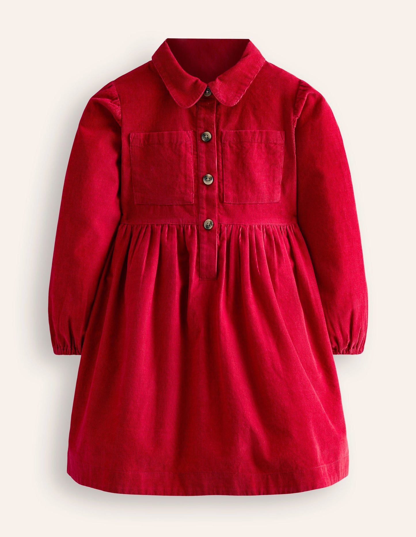 Aubrey Puff Sleeve Shirt Dress -Carmine Red