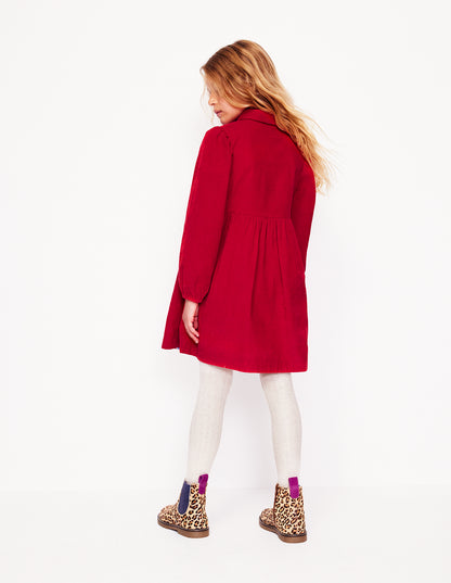 Aubrey Puff Sleeve Shirt Dress -Carmine Red