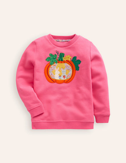 Appliqué Sweatshirt -Rose Petal Pink Pumpkin House