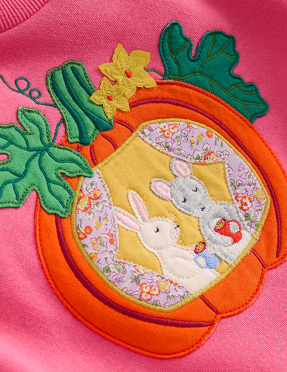 Appliqué Sweatshirt -Rose Petal Pink Pumpkin House