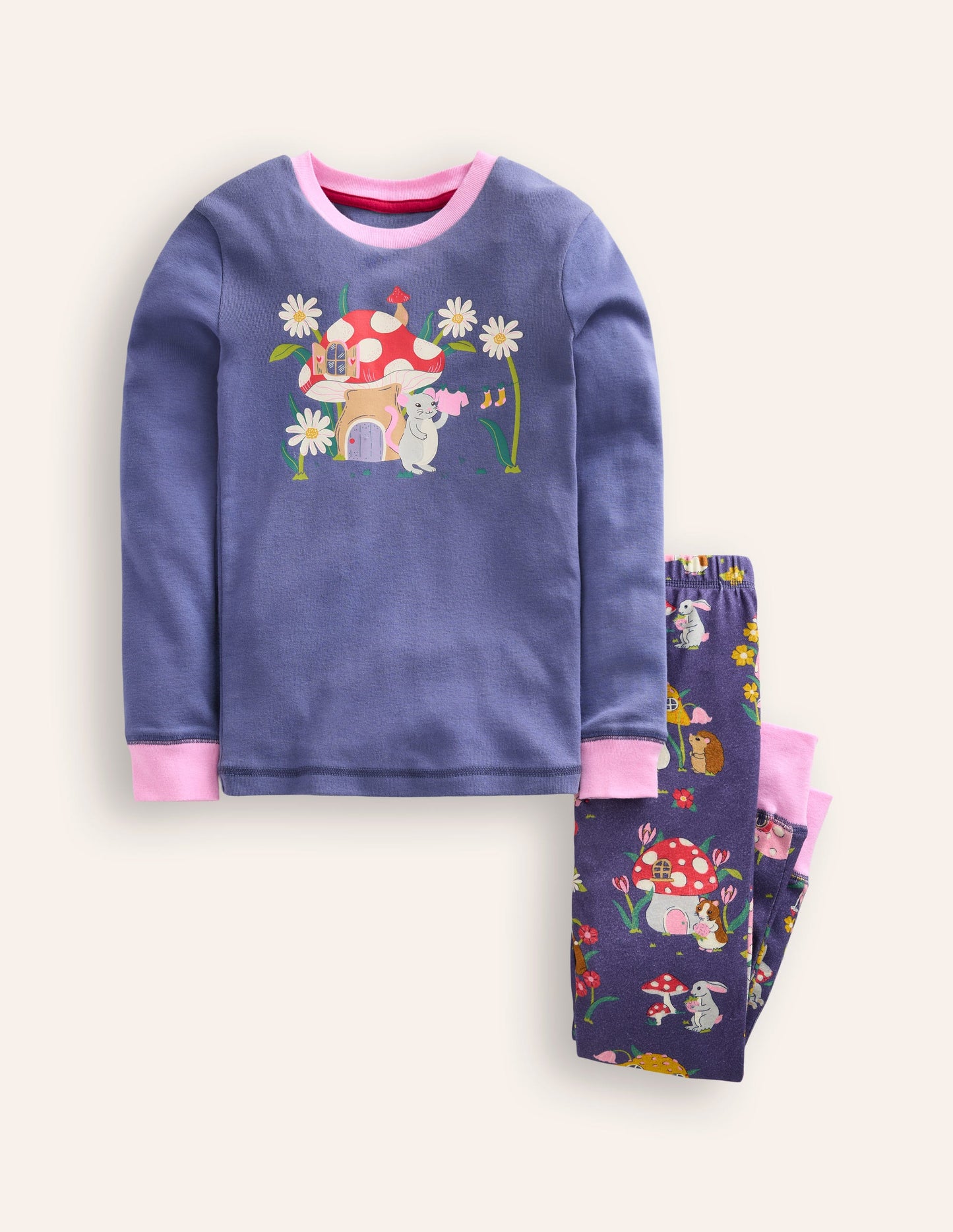 Snug Long John Pyjamas-Vintage Blue Toadstool